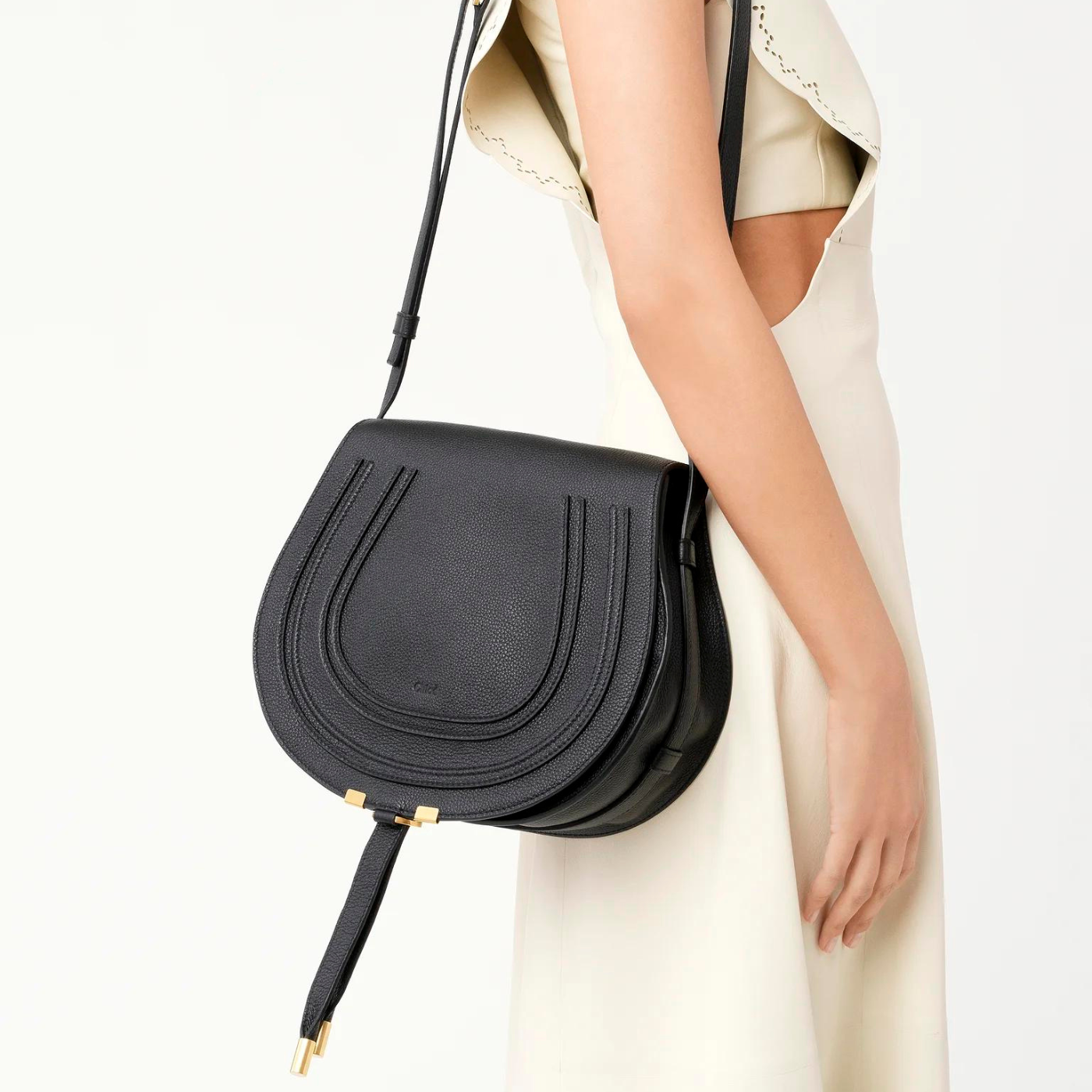 Marcie Medium Saddle Bag in Black Handbags CHLOE - LOLAMIR