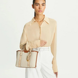 Perry Small Canvas Tote Bag in Cream