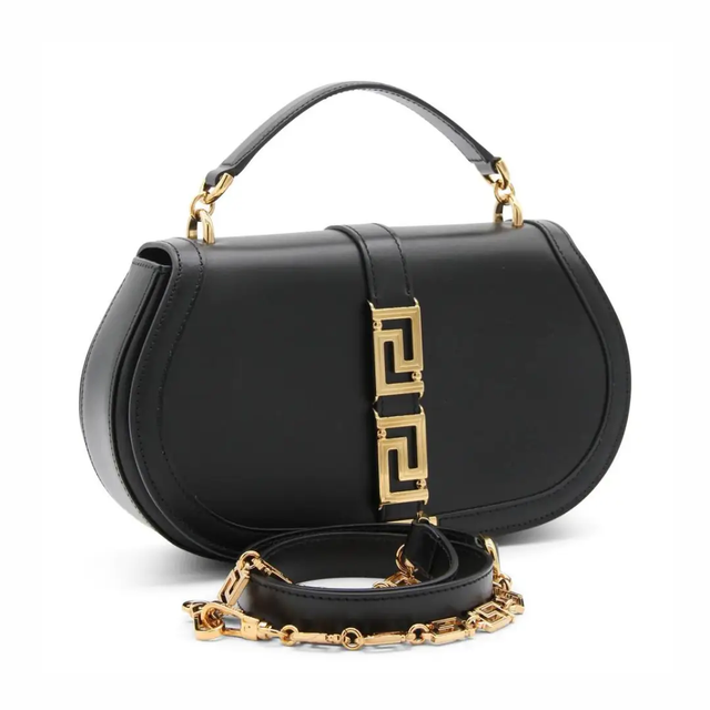 Greca Goddess Top Handle Bag in Black Handbags VERSACE - LOLAMIR