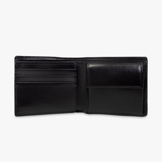 Medusa Biggie Bi-Fold Croc-Effect Wallet in Black