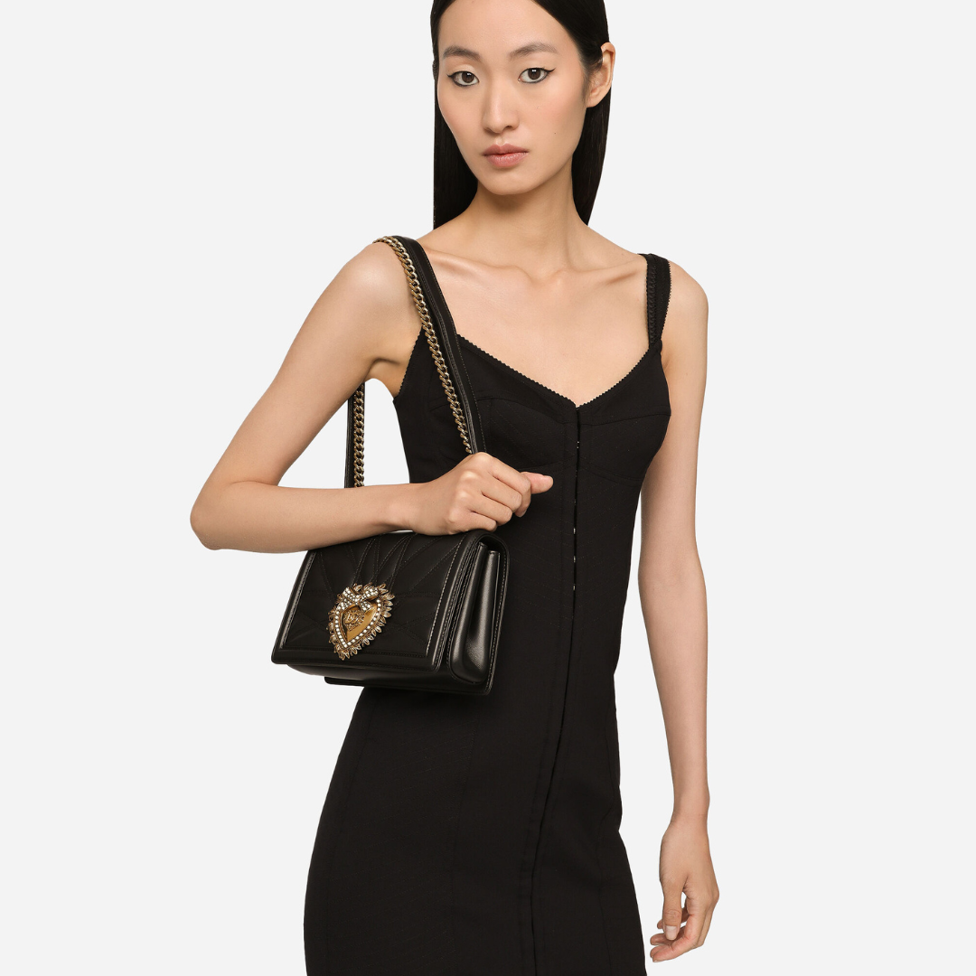 Devotion Quilted Medium Shoulder Bag in Black Handbags DOLCE & GABBANA - LOLAMIR