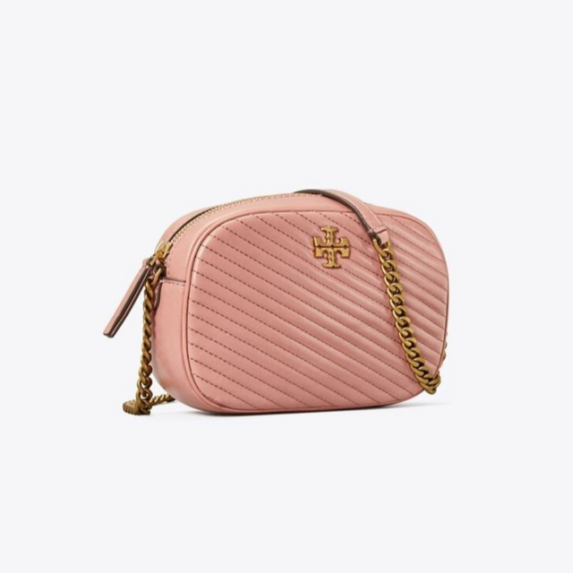 Kira Chevron Moto Quilt Camera Bag in Pink