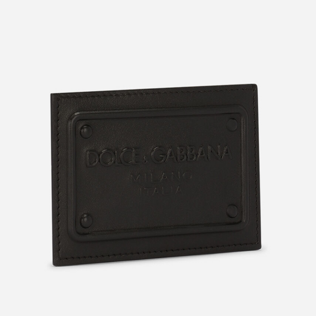 Embossed Logo Card Holder in Black