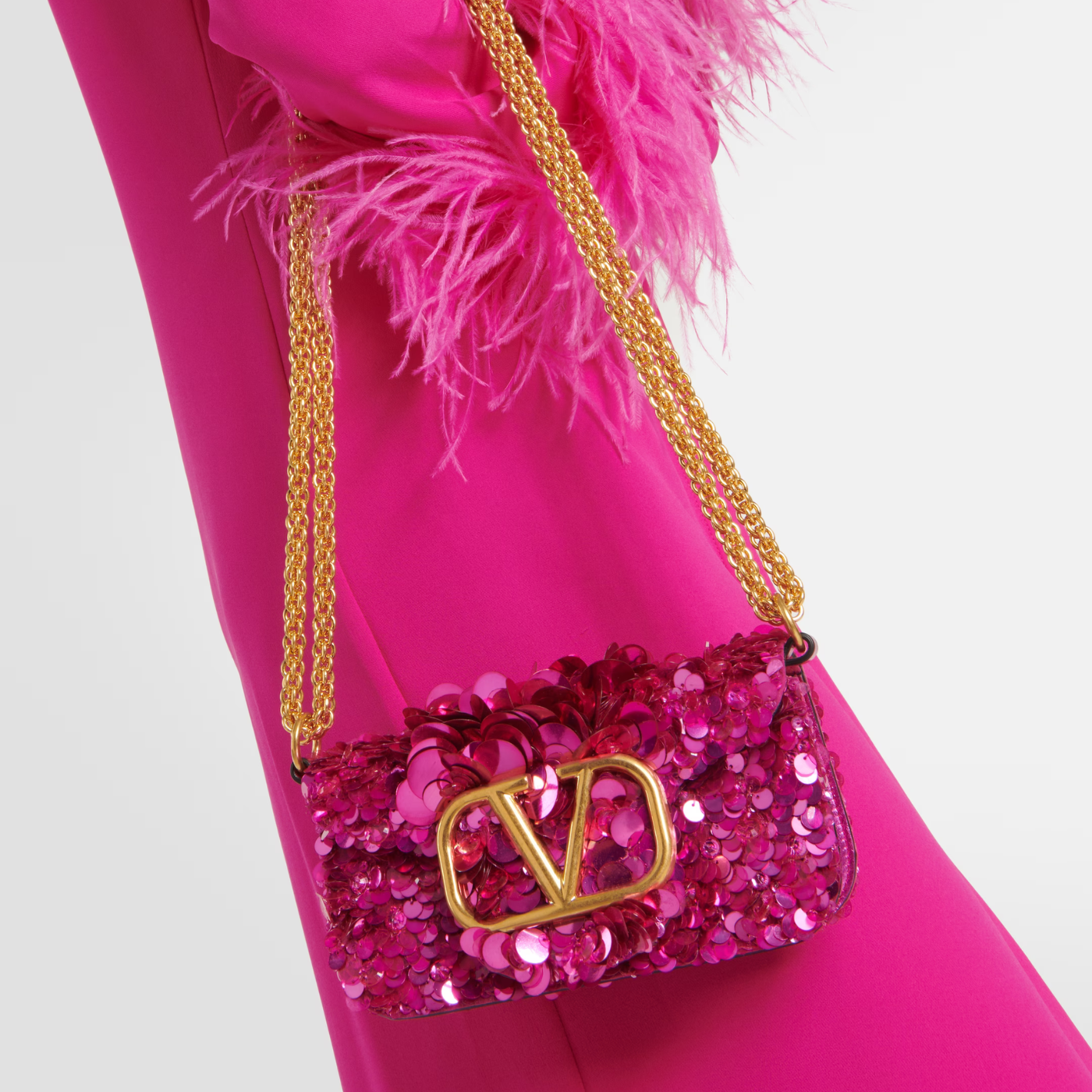 Locò Shoulder Bag with 3D Embroidery in Pink PP Handbags VALENTINO - LOLAMIR