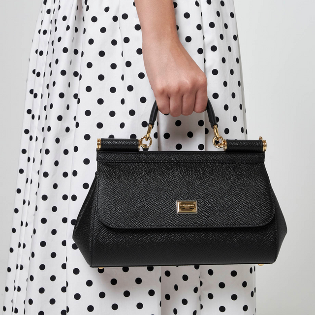 Sicily Elongated Small Handbag in Black