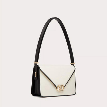 Letter Shoulder Bag in Two-Tone Ivory/Black Handbags VALENTINO - LOLAMIR