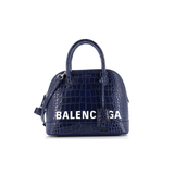 Balenciaga Logo Ville Bag Crocodile Embossed Leather Small