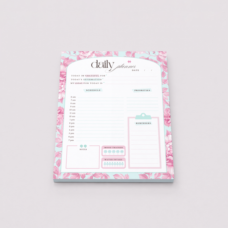 Daily Planner Notepad | Light Marigolds | Pink