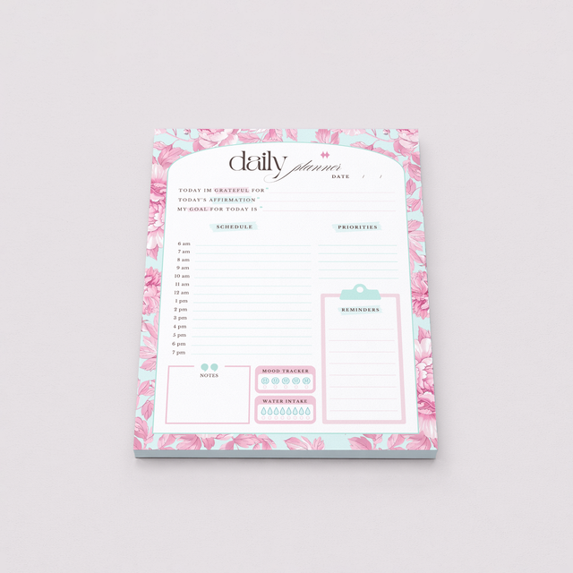 Daily Planner Notepad | Light Marigolds | Pink