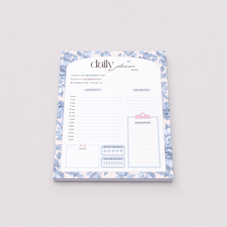 Daily Planner Notepad | Light Marigolds | Blue