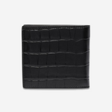 Skull Croc-Effect Bi-Fold Wallet in Black