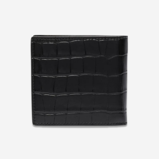 Skull Croc-Effect Bi-Fold Wallet in Black