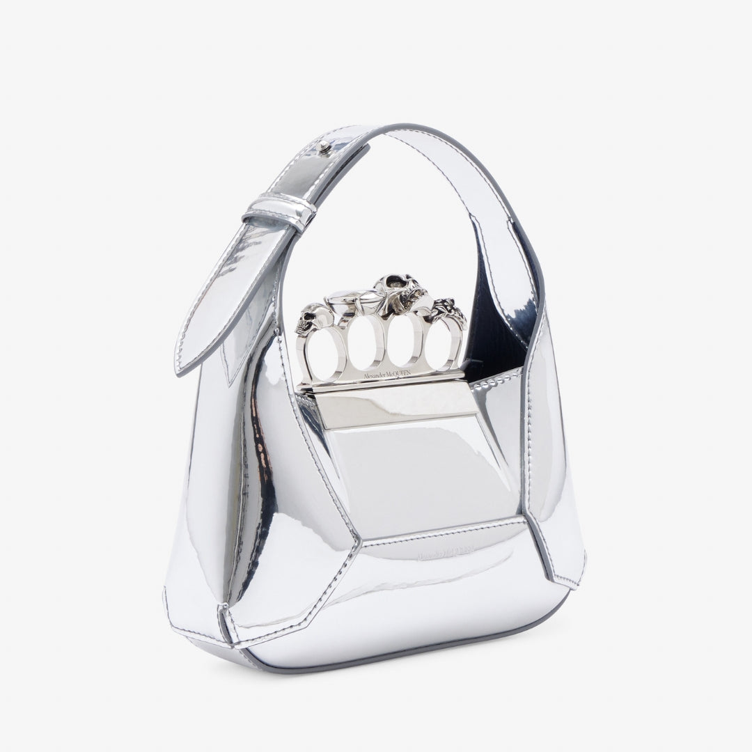 The Jewelled Hobo Mini Bag in Silver Handbags ALEXANDER MCQUEEN - LOLAMIR
