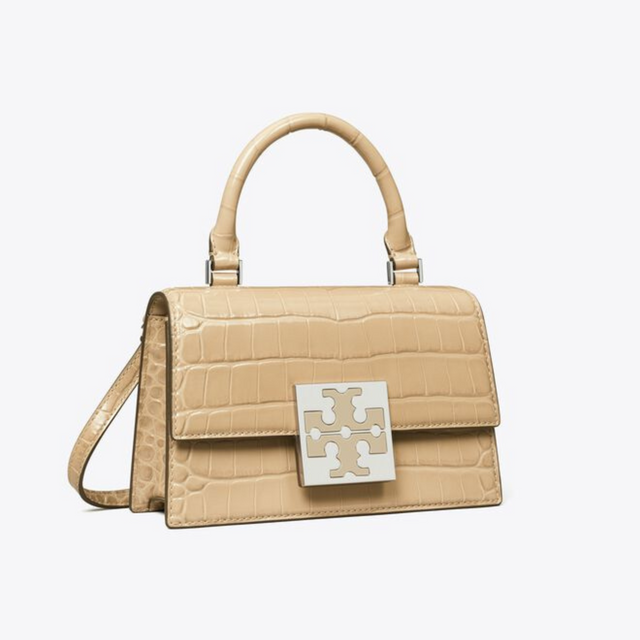 Bon Bon Croc-Embossed Mini Bag in Taupe