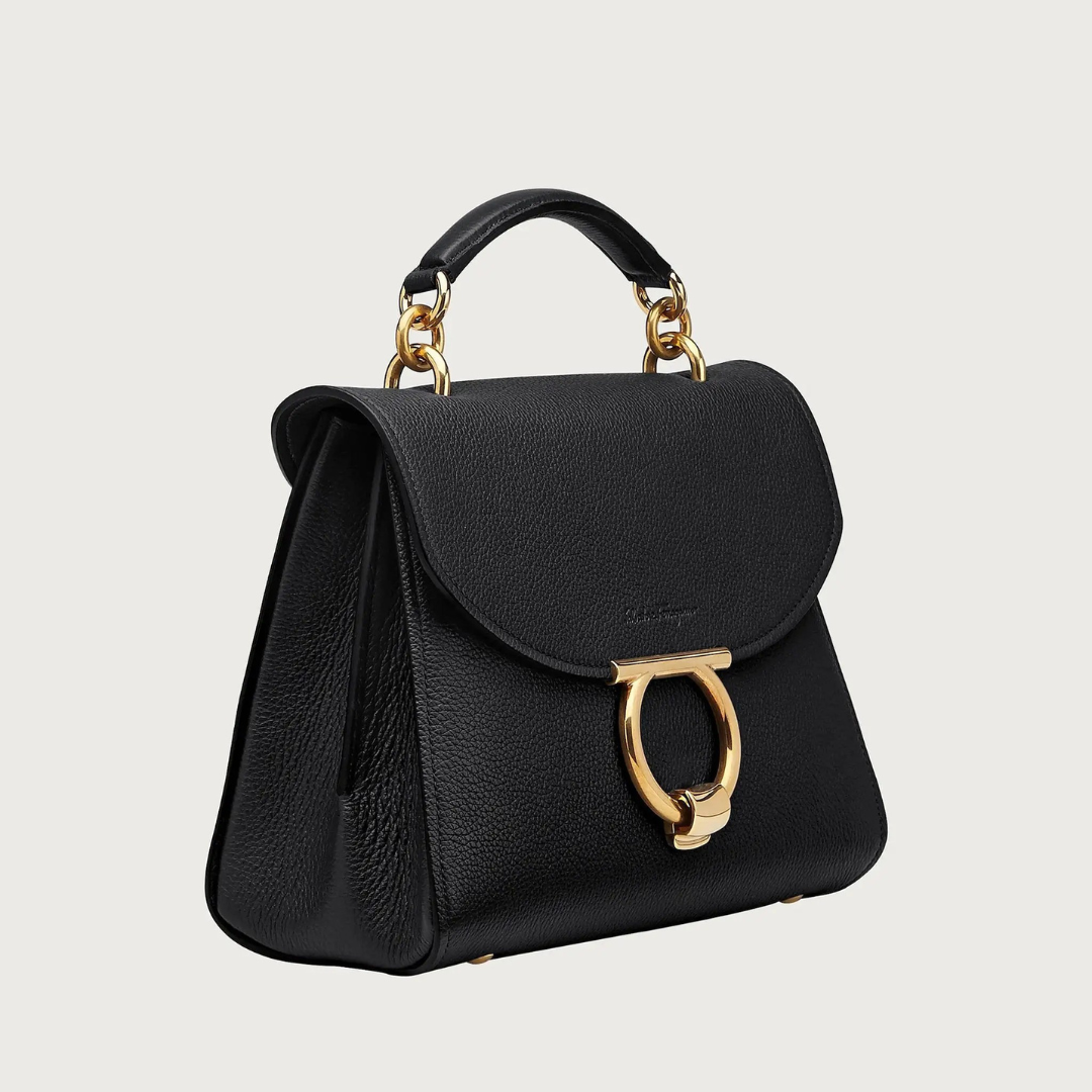 Gancini Top Handle in Black Handbags FERRAGAMO - LOLAMIR
