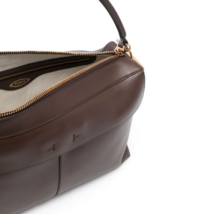 T Case Bauletto in Leather Medium in Dark Brown Handbags TOD'S - LOLAMIR