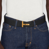 T Logo Reversible Belt in Black