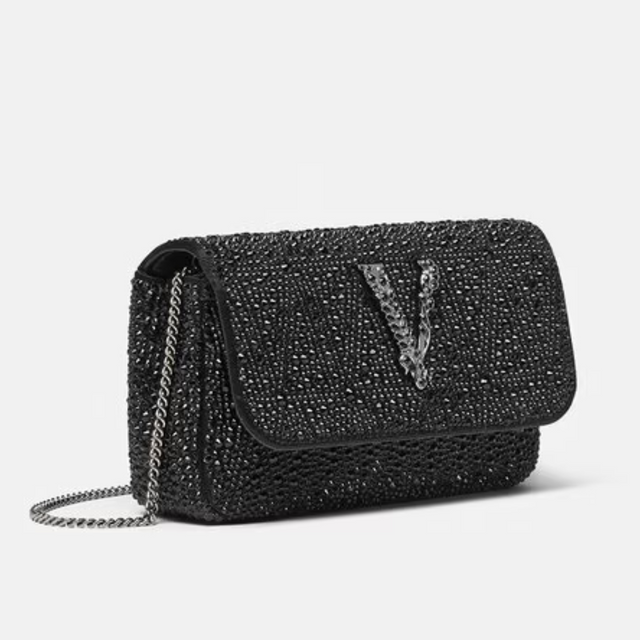 Crystal Virtus Mini Bag in Black Handbags VERSACE - LOLAMIR