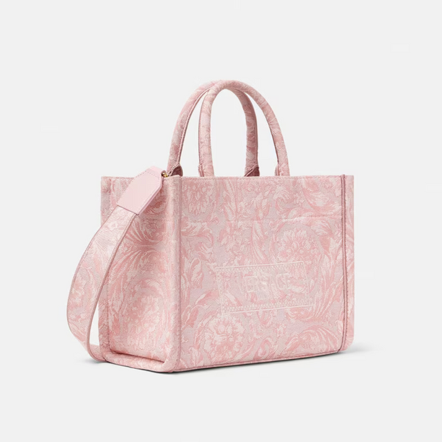 Barocco Athena Small Tote Bag in Pink Handbags VERSACE - LOLAMIR