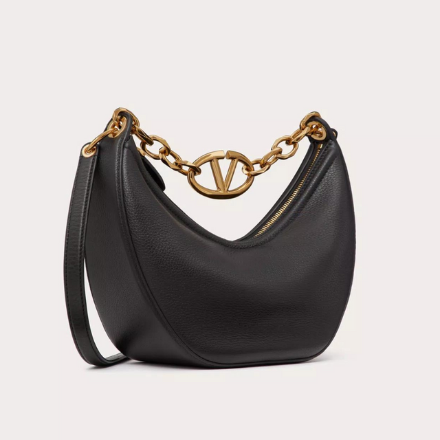 VLogo Moon Small Hobo Bag In Black Handbags VALENTINO - LOLAMIR