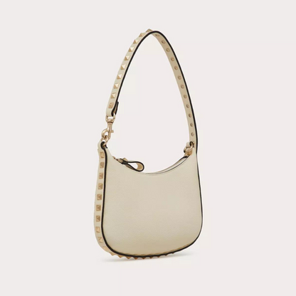 Rockstud Mini Hobo Bag In Ivory Handbags VALENTINO - LOLAMIR