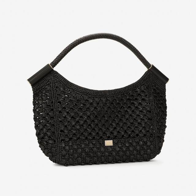 Sicily Crochet Handbag in Black