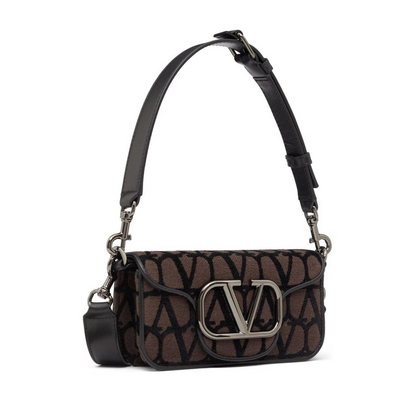 Locò Small Toile Iconographe Shoulder Bag in Cedar Brown Handbags VALENTINO - LOLAMIR