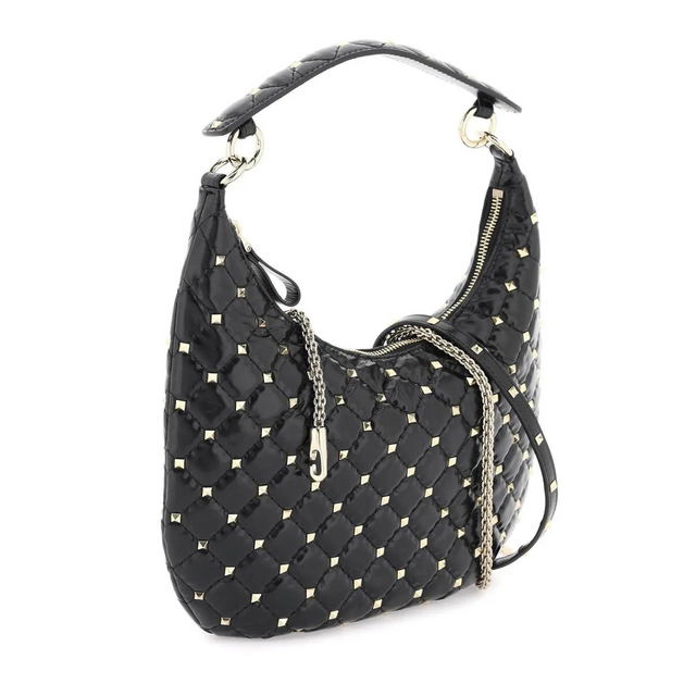 Rockstud Spike Tote Bag In Black Handbags VALENTINO - LOLAMIR