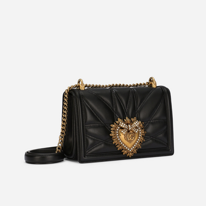 Devotion Quilted Medium Shoulder Bag in Black Handbags DOLCE & GABBANA - LOLAMIR