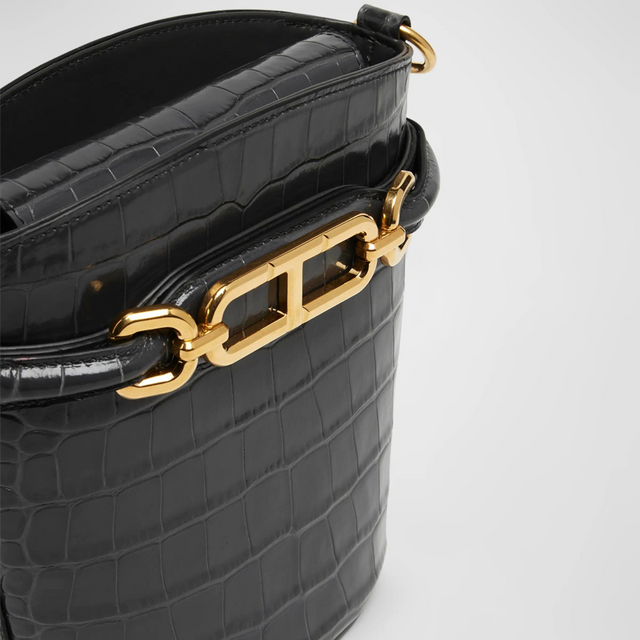 Whitney Croc-Embossed Small Bucket Bag