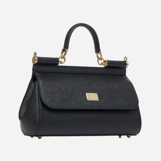 Sicily Elongated Medium Handbag in Black