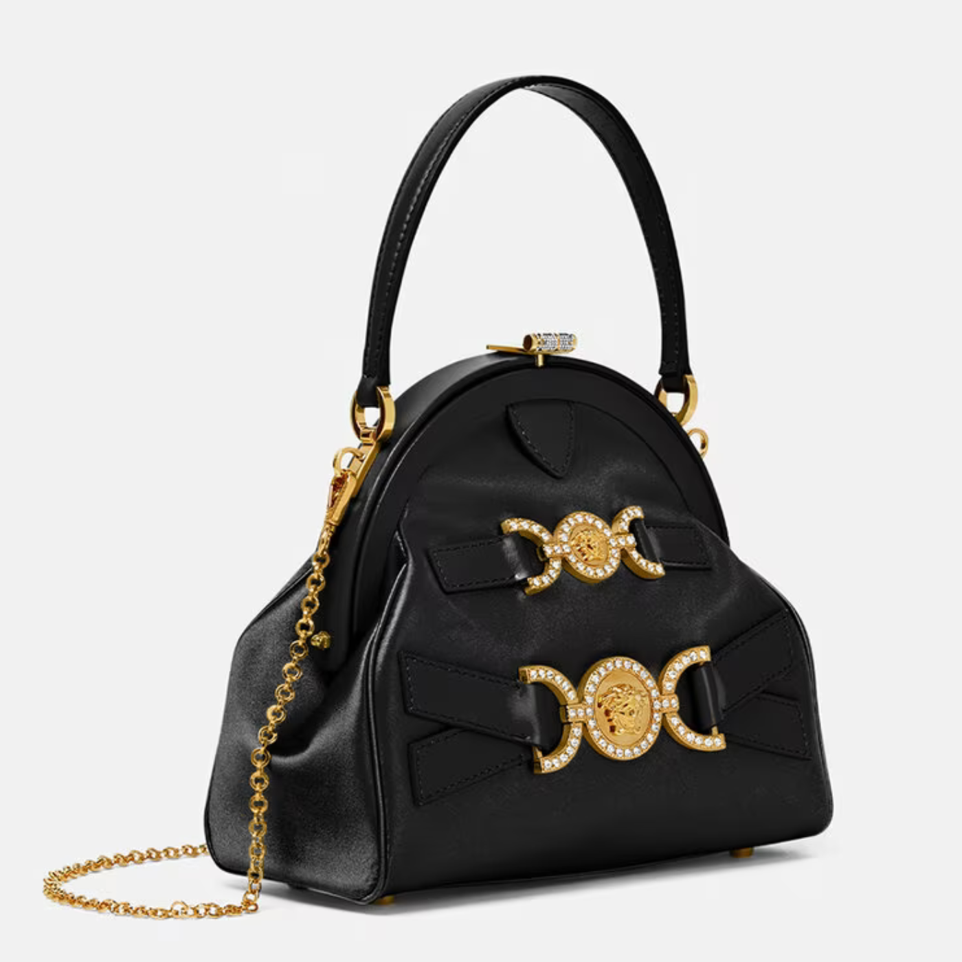 Crystal Medusa '95 Satin Handbag in Black Handbags VERSACE - LOLAMIR