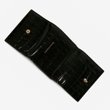 Skull Croc-Effect Trifold Wallet in Black