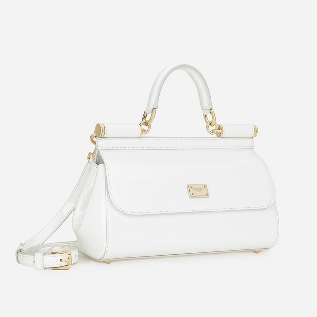 Sicily Elongated Small Handbag in Glossy White