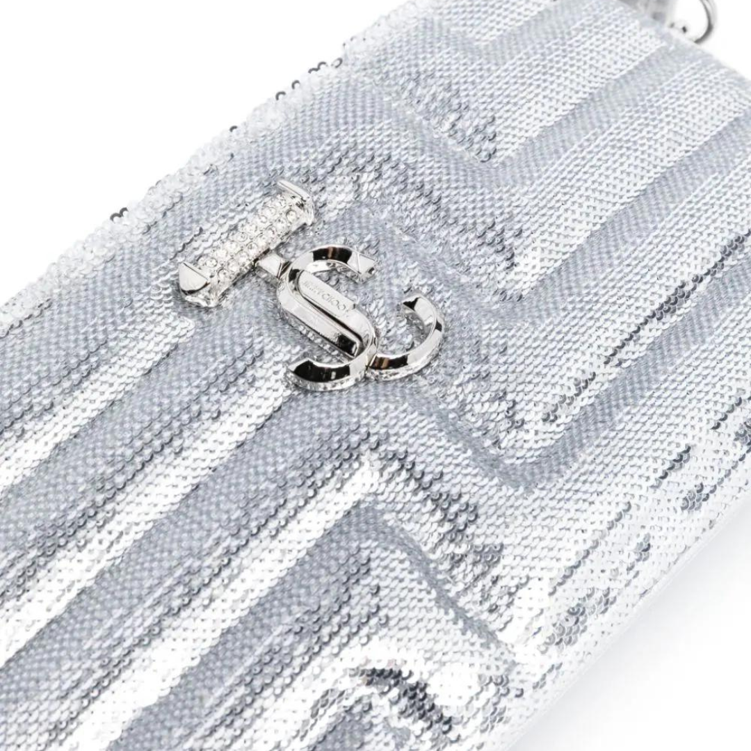 Avenue Slim Quilted Sequin Shoulder Bag in Silver Handbags JIMMY CHOO - LOLAMIR