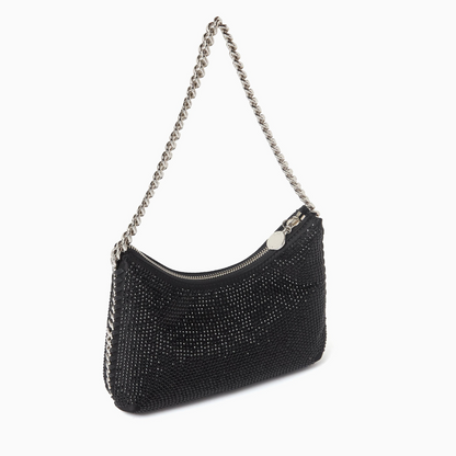 Falabella Crystal Mesh Mini Zipped Shoulder Bag in Black Handbags STELLA MCCARTNEY - LOLAMIR