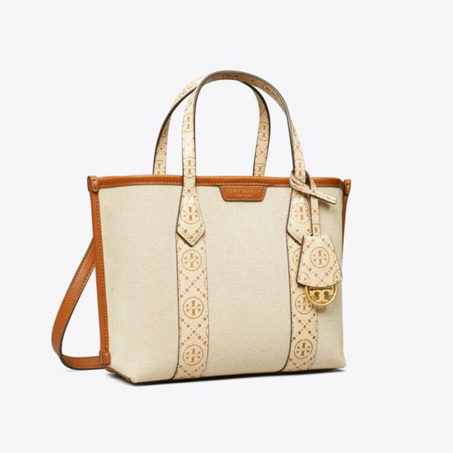 Perry Small Canvas Tote Bag in Cream