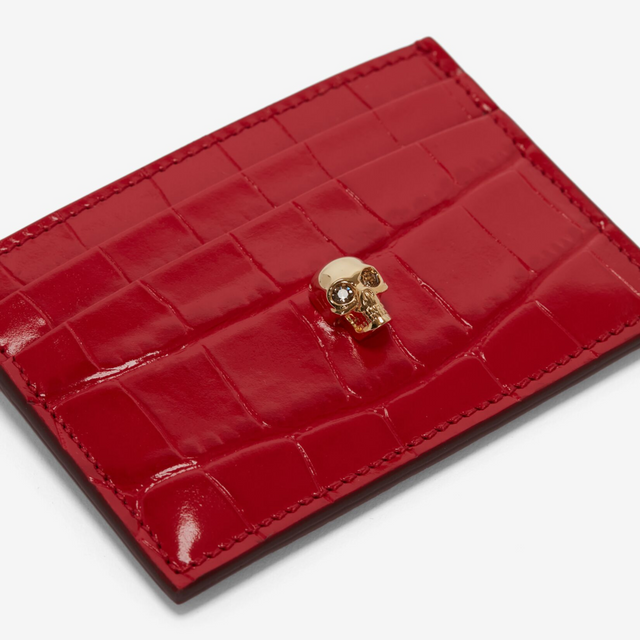 Skull Crock-Effect Card Holder in Red