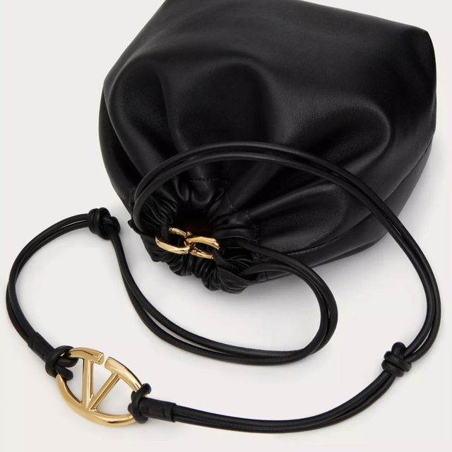 VLogo Pouf Bucket Bag in Black