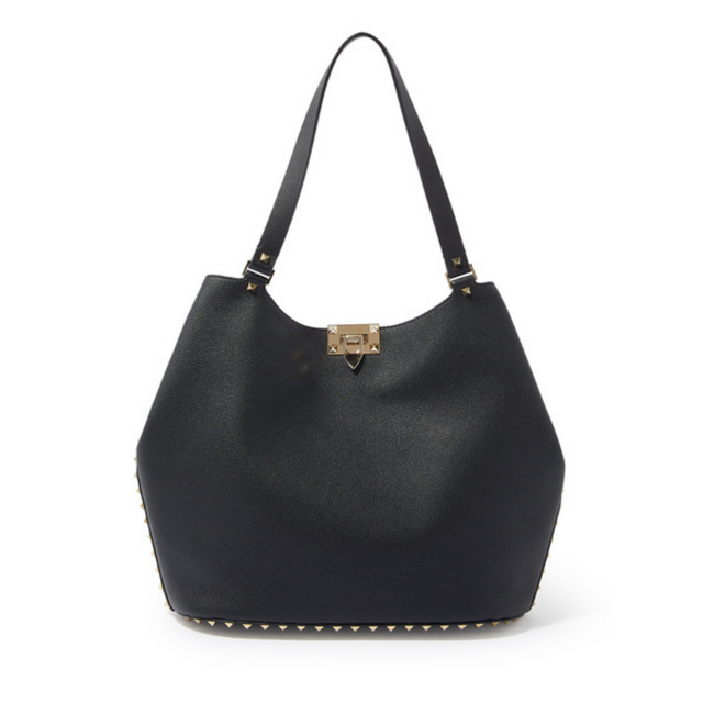 Rockstud Medium Tote Bag in Black