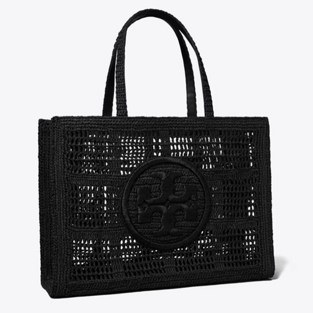 Ella Crochet Large Tote in Black