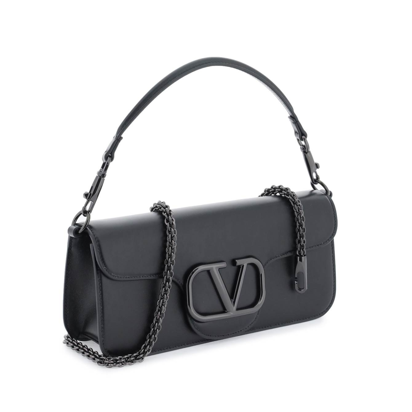 Locò Tone-on-Tone Shoulder Bag in Black Handbags VALENTINO - LOLAMIR