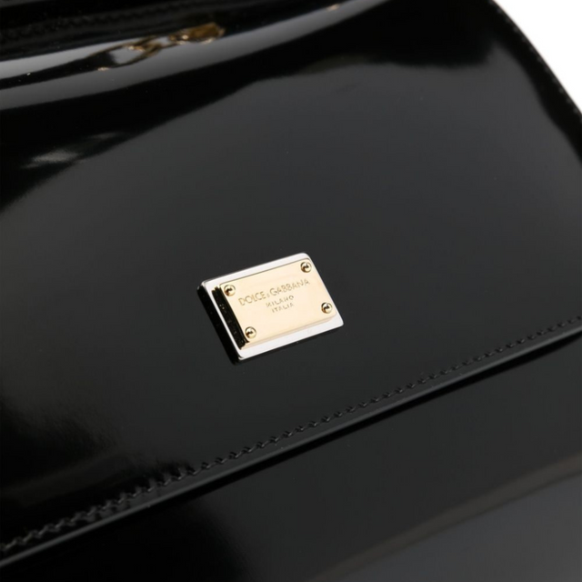 Sicily Large Handbag in Glossy Black/Gold