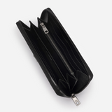 Branded Plaque Zip-Around Wallet in Black
