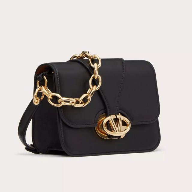 VLogo O'Clock Small Shoulder Bag in Black