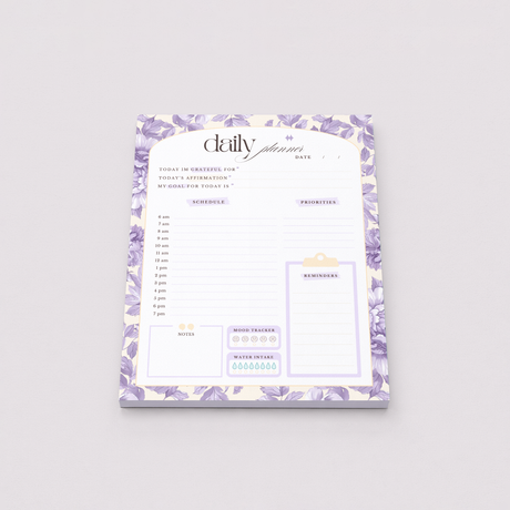 Daily Planner Notepad | Light Marigolds | Lilac