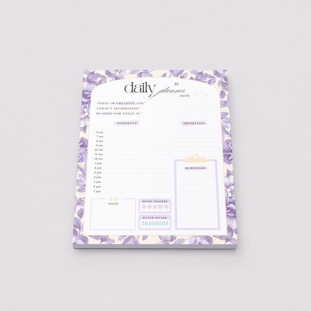 Daily Planner Notepad | Light Marigolds | Lilac
