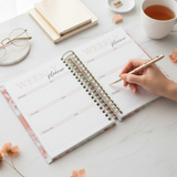 Light Marigolds | Weekly Spiral Planner |  Custom Start Month |Peach