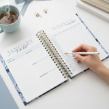 Dark Marigolds | Weekly Spiral Planner | Custom Start Month | Blue