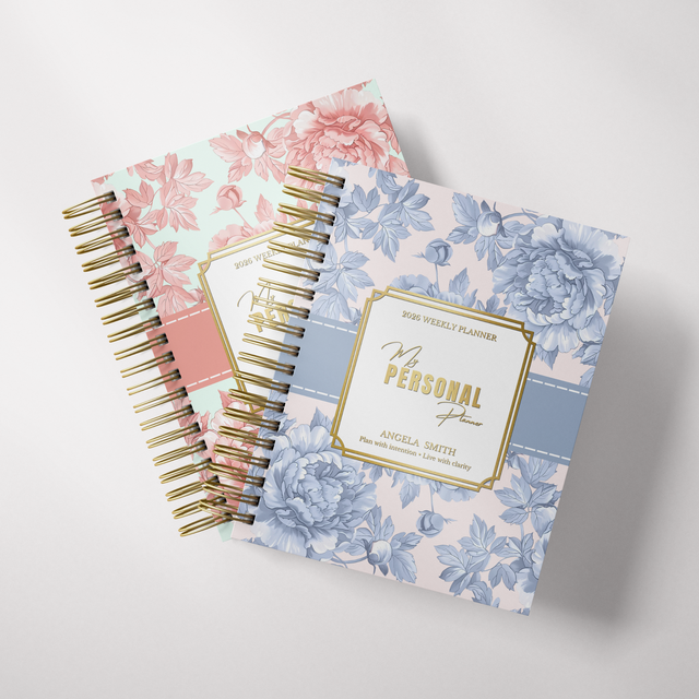 Light Marigolds | Weekly Spiral Planner |  Custom Start Month |Peach